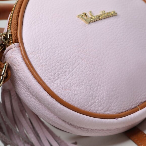 Valentina Italia Pink Small Circle Crossbody Bag Adjustable Strap Luxury Leather - Picture 11 of 12